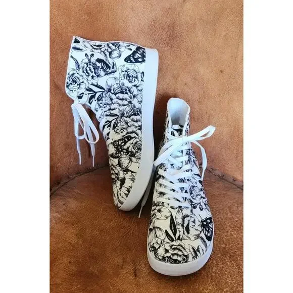 NOBULL Men's US 13 Floral Collection Butterfly Canvas Trainer High